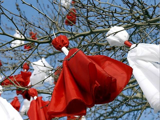 Martenitsi on Tree Branches in Bulgaria - Leafless branches of the tree, decoded with martenitsi, made of red and white textile, for the Spring holiday in Bulgaria at the first day of March. - , martenitsi, martenitsa, tree, trees, branches, branch, Bulgaria, holidays, holiday, festival, festivals, celebrations, celebration, places, place, travel, travels, tour, tours, trips, trip, excursion, excursions, leafless, red, white, textile, spring, springs, first, day, days, March - Leafless branches of the tree, decoded with martenitsi, made of red and white textile, for the Spring holiday in Bulgaria at the first day of March. Решайте бесплатные онлайн Martenitsi on Tree Branches in Bulgaria пазлы игры или отправьте Martenitsi on Tree Branches in Bulgaria пазл игру приветственную открытку  из puzzles-games.eu.. Martenitsi on Tree Branches in Bulgaria пазл, пазлы, пазлы игры, puzzles-games.eu, пазл игры, онлайн пазл игры, игры пазлы бесплатно, бесплатно онлайн пазл игры, Martenitsi on Tree Branches in Bulgaria бесплатно пазл игра, Martenitsi on Tree Branches in Bulgaria онлайн пазл игра , jigsaw puzzles, Martenitsi on Tree Branches in Bulgaria jigsaw puzzle, jigsaw puzzle games, jigsaw puzzles games, Martenitsi on Tree Branches in Bulgaria пазл игра открытка, пазлы игры открытки, Martenitsi on Tree Branches in Bulgaria пазл игра приветственная открытка