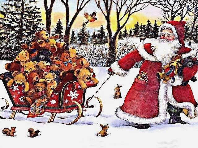 Santa Claus Sled with Teddy Bears - Greeting card with Santa Claus who pulls a sled in the snow, loaded up with many teddy bears for Christmas gifts. - , Santa, Claus, sled, sleds, teddy, bears, bear, holidays, holiday, festival, festivals, celebrations, celebration, greeting, greetings, card, cards, snow, Christmas, gifts, gift - Greeting card with Santa Claus who pulls a sled in the snow, loaded up with many teddy bears for Christmas gifts. Lösen Sie kostenlose Santa Claus Sled with Teddy Bears Online Puzzle Spiele oder senden Sie Santa Claus Sled with Teddy Bears Puzzle Spiel Gruß ecards  from puzzles-games.eu.. Santa Claus Sled with Teddy Bears puzzle, Rätsel, puzzles, Puzzle Spiele, puzzles-games.eu, puzzle games, Online Puzzle Spiele, kostenlose Puzzle Spiele, kostenlose Online Puzzle Spiele, Santa Claus Sled with Teddy Bears kostenlose Puzzle Spiel, Santa Claus Sled with Teddy Bears Online Puzzle Spiel, jigsaw puzzles, Santa Claus Sled with Teddy Bears jigsaw puzzle, jigsaw puzzle games, jigsaw puzzles games, Santa Claus Sled with Teddy Bears Puzzle Spiel ecard, Puzzles Spiele ecards, Santa Claus Sled with Teddy Bears Puzzle Spiel Gruß ecards