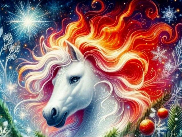 White Horse with Fiery Mane juego de puzzle 
