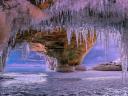 Icicle Arch on Beach in Winter