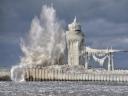Lighthouse on Lake Michigan in Winter
