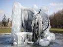 Frozen Tinguely Fountain in Basel Switzerland