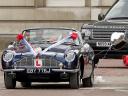 Royal Wedding England Prince William and Catherine depart for Honeymoon in Aston Martin from Buckingham Palace London