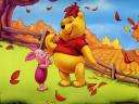 Disney Autumn Piglet and Winnie the Pooh Wallpaper