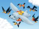Disney Dumbo in Flight with Flock of Crows and Magic Feather Wallpaper