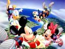 Disney Summer Mickey and Minnie Mouse with Friends Parachutists Wallpaper