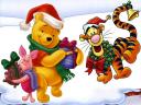 Disney Winnie the Pooh Piglet and Tigger with Christmas Presents Wallpaper