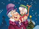 Fred and Bamm-Bamm in Flintstones Christmas Carol