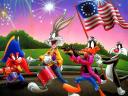 Looney Tunes Bugs Bunny and Friends on 4th of July Parade Wallpaper
