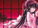 Valentines Day Anime Cartoon Girl in Kimono Wallpaper