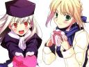 Valentines Day Anime Cartoon Girls enjoy Gifts Wallpaper