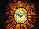 Alabaster Window with Dove in Cathedra Petri Basilica Saint Peter Vatican Rome Italy Close-up