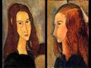Amedeo Modigliani Red Haired Girl and Portrait of Jeanne Hebuterne