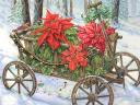 Christmas Cart with Poinsettia by Donna Race