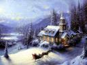 Christmas Painting Sunday Evening Sleigh Ride by Thomas Kinkade