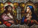 Jesus Christ and Virgin Marie Stained Glass Wallpaper