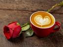 Red Rose and Latte Art Coffee