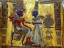 Tutankhamun with Wife on Golden Throne Museum of Antiquities in Cairo Egypt