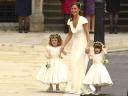 Royal Wedding England Maid of Honour Pippa Middleton with Bridesmaids Grace van Cutsem and Eliza Lopez in front of Westminster Abbey in London