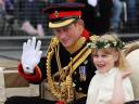 Royal Wedding England Prince Harry and Bridesmaid Lady Louise Windsor ride towards Buckingham Palace in London