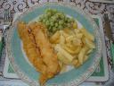 Fast Food Fish and Chips with Mushy Peas