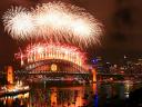 Fireworks above Harbour Bridge Sydney Australia