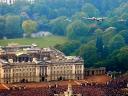 Royal Wedding England Spitfire, Hurricane and Lancaster fly over Buckingham Palace London
