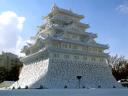 Snow Sculpture of Japanese Castle in Odori Park Hokkaido Sapporo Japan