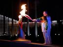 Sochi 2014 Winter Olympics Vladislav Tretiak and Irina Rodnina lit Olympic Flame