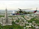 Victory Day in Moscow MI-24 flies over the City