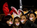Women in Costumes of Rabbits in front Tokyo Tower Japan